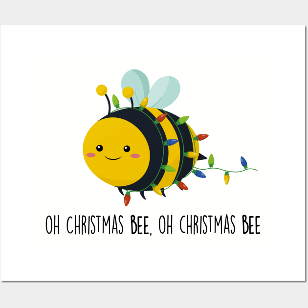 Christmas Bee Cute Bee Pun T-shirt Wall Art by Sarah's Simulacrum